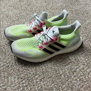 Adidas Ultra Boost Lime and Pink Athletic Sneakers